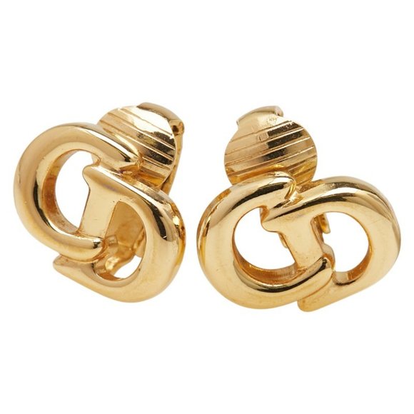 Christian Dior Dior CD logo earrings, gold plated, women´s.,All Products : American Fashion Style Bags On Sale